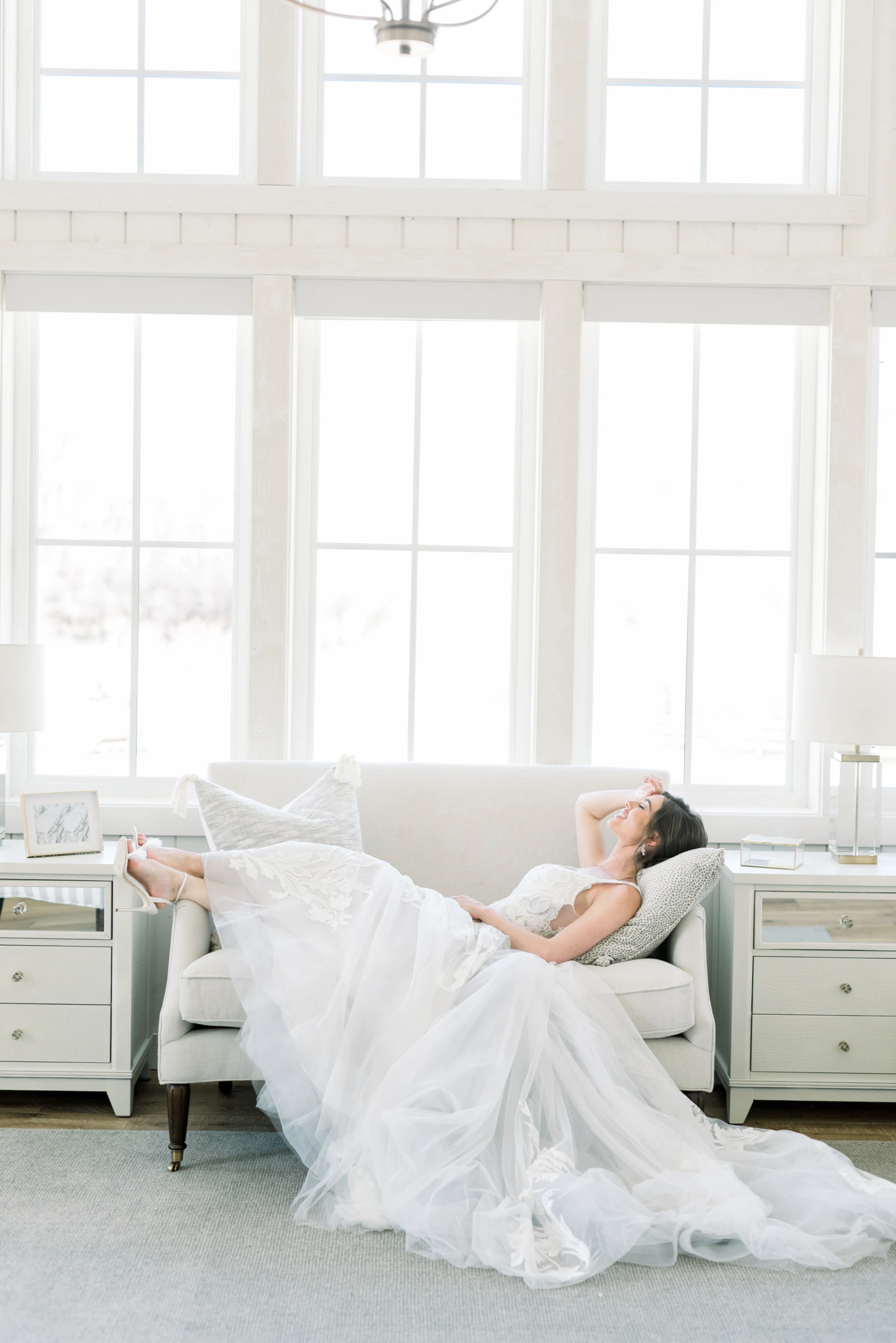 Bride on couch